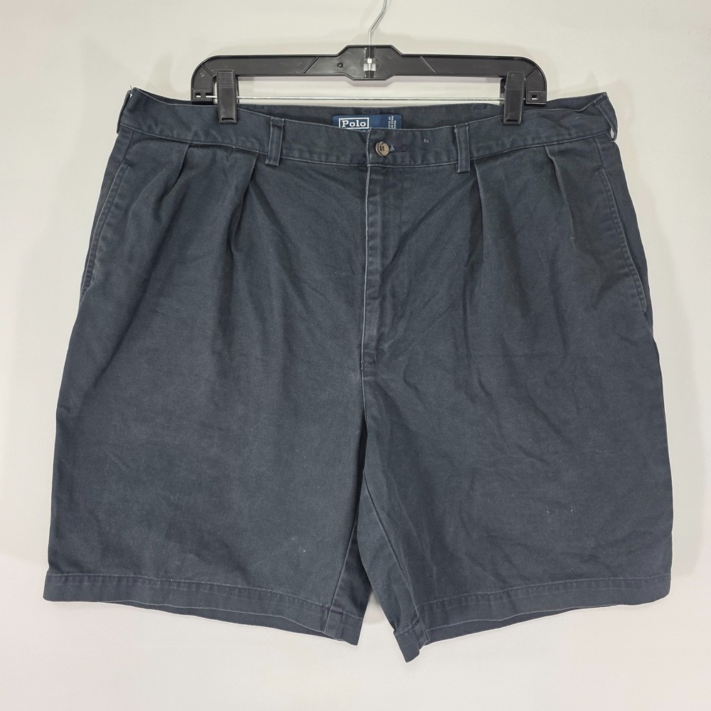 VTG Polo Ralph Lauren TYLER Men's Chino Pleated Navy Shorts Size 40
